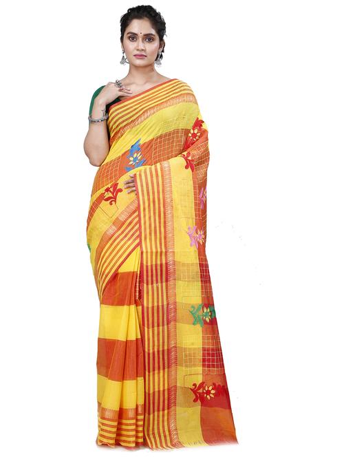 women self design cotton tant saree - 21137388 - Very Small Image - 1