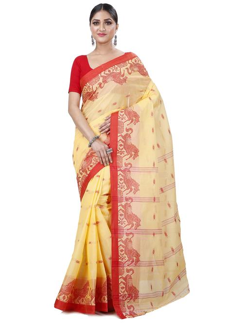 women self design cotton tant saree - 21137429 - Very Small Image - 1