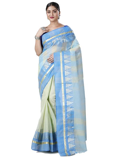 women light blue self design narayanpet saree - 21137648 - Very Small Image - 1