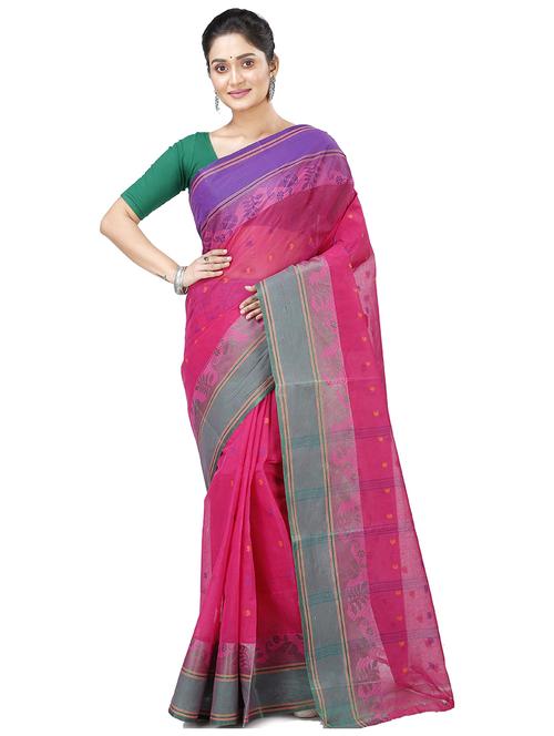 women self design cotton tant saree - 21137679 - Very Small Image - 1