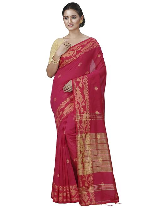 pink cotton handloom saree - 21137718 - Very Small Image - 1