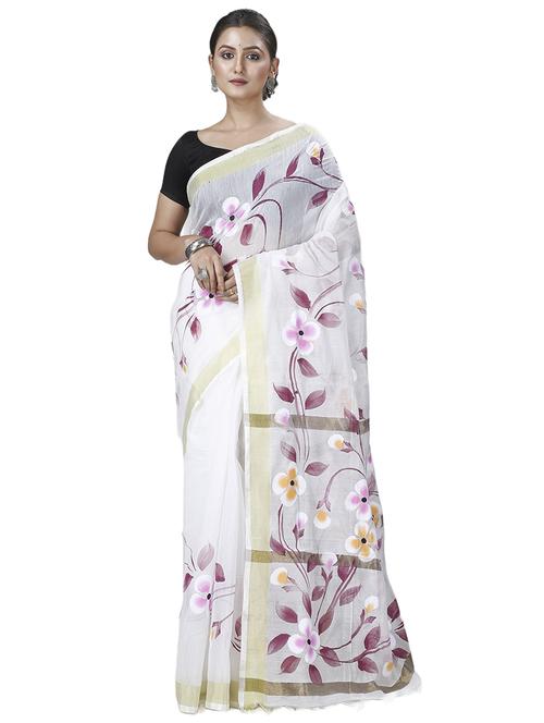 cream cotton handloom saree - 21137731 - Very Small Image - 1
