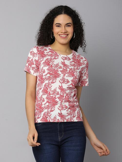 women all over print short sleeves crop t-shirt - 21139447 - Very Small Image - 1