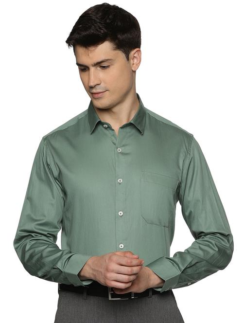 solid green cotton formal shirt - 21139903 - Very Small Image - 1