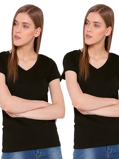 pack of 2 solid v neck t-shirts - 21140193 - Very Small Image - 1