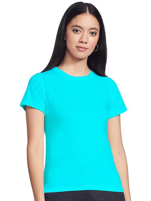 light blue plain round neck t-shirt - 21140199 - Very Small Image - 1