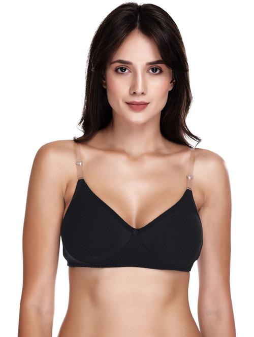 black cotton blend tshirt bra - 21141241 - Very Small Image - 1