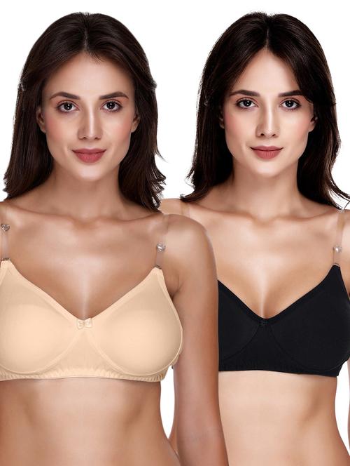 women set of 2 solid t-shirt bra - 21141821 - Very Small Image - 1