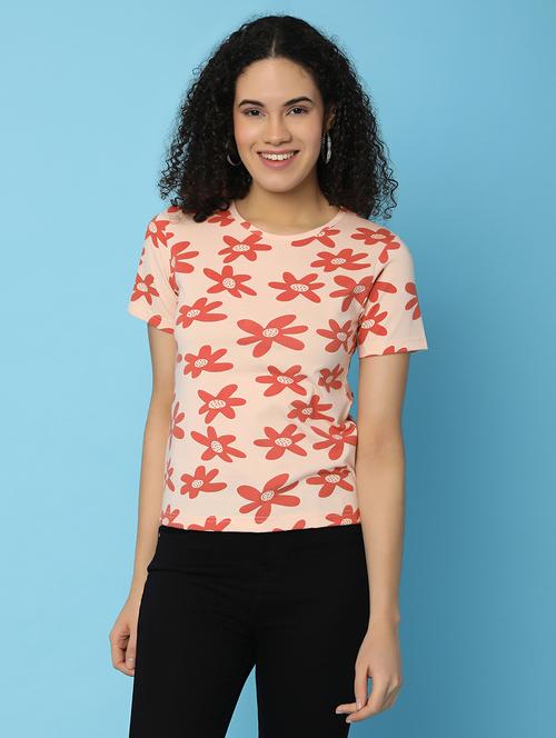 women all over print short sleeves crop t-shirt - 21142394 - Very Small Image - 1