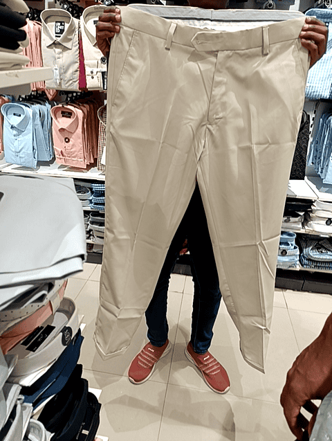 cream poly viscose formal trousers - 21142416 - Very Small Image - 1