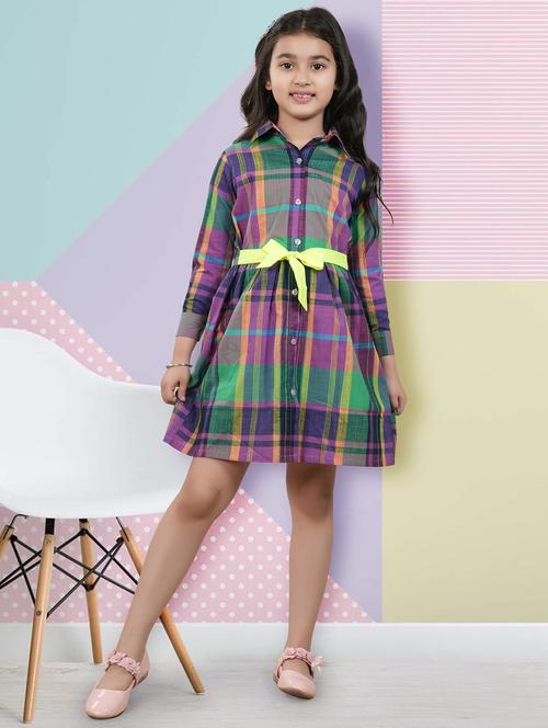 multi coloured checked printed frock - 21142528 - Very Small Image - 1