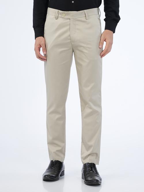 men beige flat front trousers formal trouser - 21142897 - Very Small Image - 1