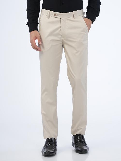 solid beige formal trouser - 21142899 - Very Small Image - 1