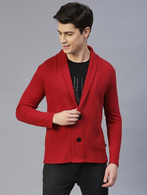 men solid full sleeves cardigan - 21143596 - Very Small Image - 1