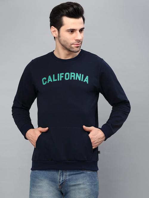 navy blue fleece chest print sweatshirt - 21143706 - Very Small Image - 1