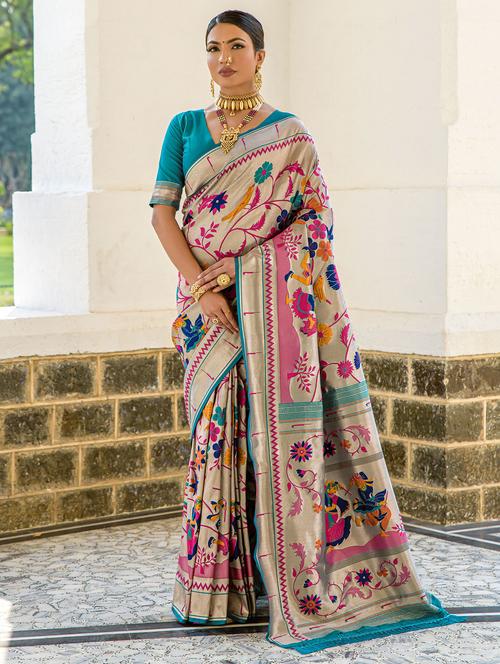 women self design paithani saree with blouse - 21144605 - Very Small Image - 1