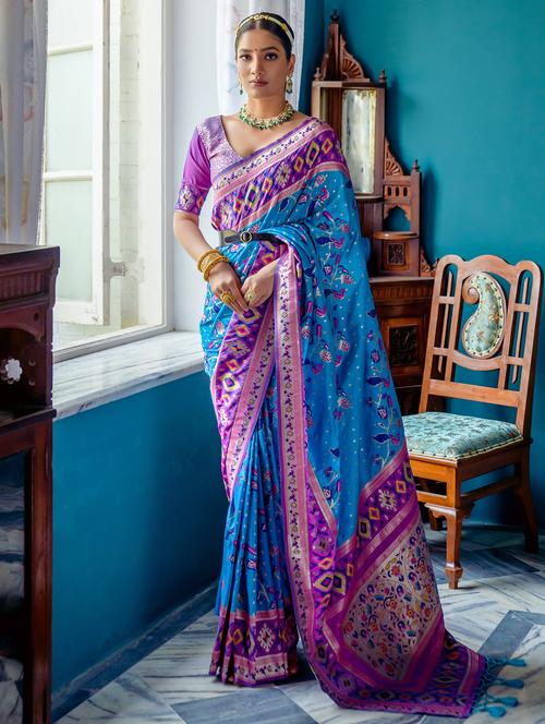 women self design paithani saree with blouse - 21144611 - Very Small Image - 1