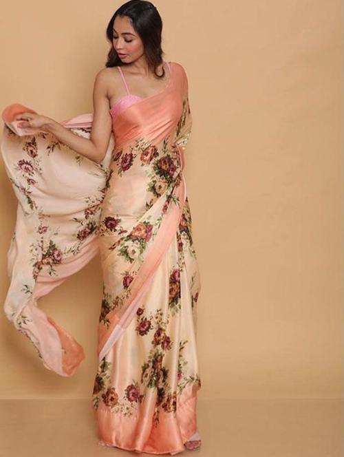 women floral printed saree with blouse - 21144717 - Very Small Image - 1