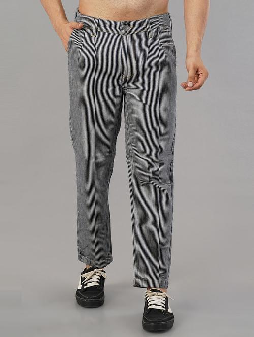 black & white striped printed casual trouser - 21145207 - Very Small Image - 1