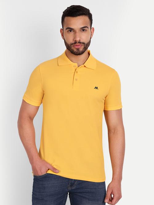 solid yellow cotton blend polo t-shirt - 21145308 - Very Small Image - 1