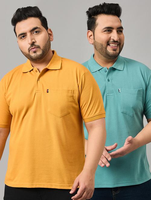 pack of 2 solid multi coloured polo t-shirt - 21145451 - Very Small Image - 1