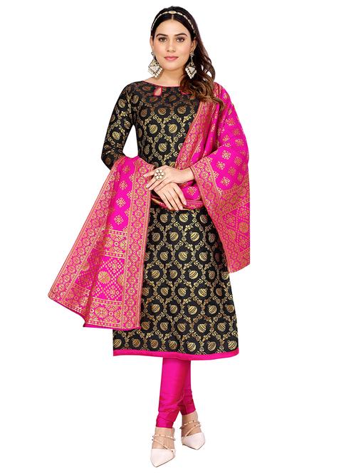 women self design silk unstitched suit set - 21146356 - Very Small Image - 1