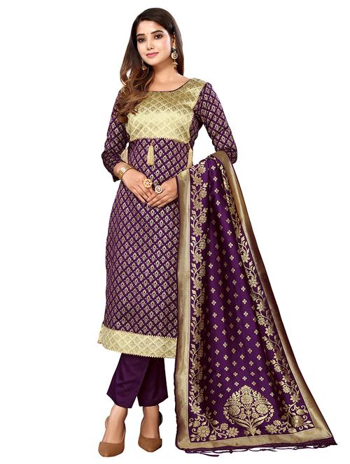 women self design unstitched suit set - 21147229 - Very Small Image - 1