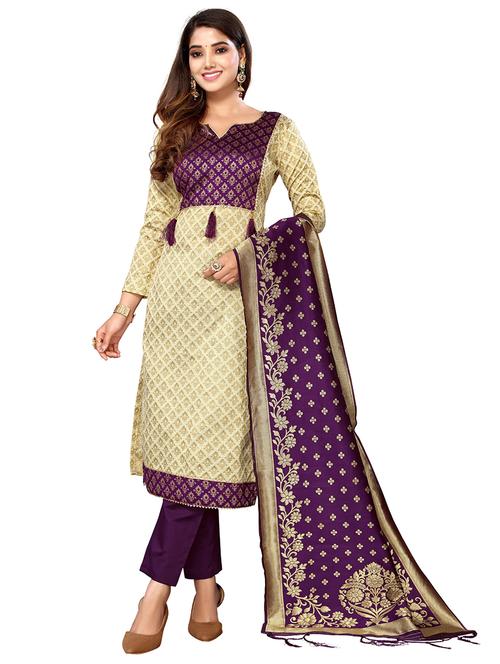 women self design unstitched suit set - 21147372 - Very Small Image - 1