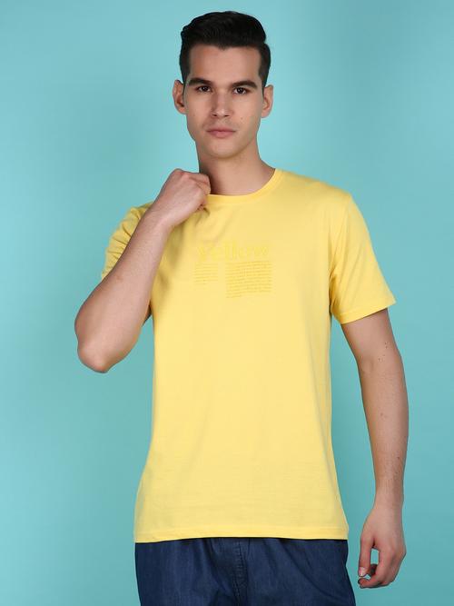 yellow cotton front print tshirt - 21148139 - Very Small Image - 1