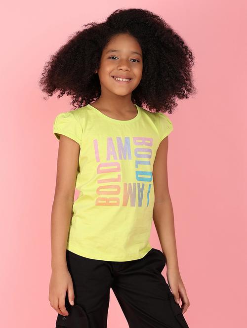 girls round neck typographic regular tee - 21148209 - Very Small Image - 1