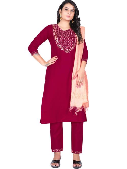 women round neck suit set - 21148411 - Very Small Image - 1