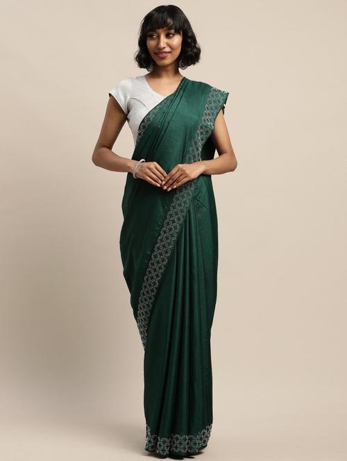 women green solid bordered saree - 21148458 - Very Small Image - 1