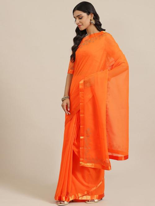 orange embellished saree - 21148551 - Very Small Image - 1