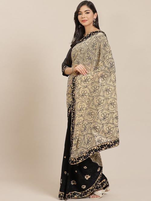 black embroidered saree - 21148599 - Very Small Image - 1