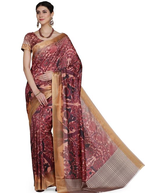 women brown floral printed saree - 21148610 - Very Small Image - 1
