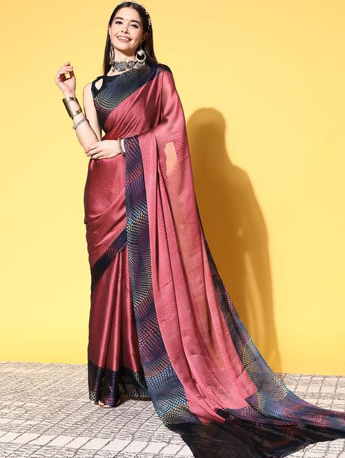 women pink printed saree - 21148740 - Very Small Image - 1