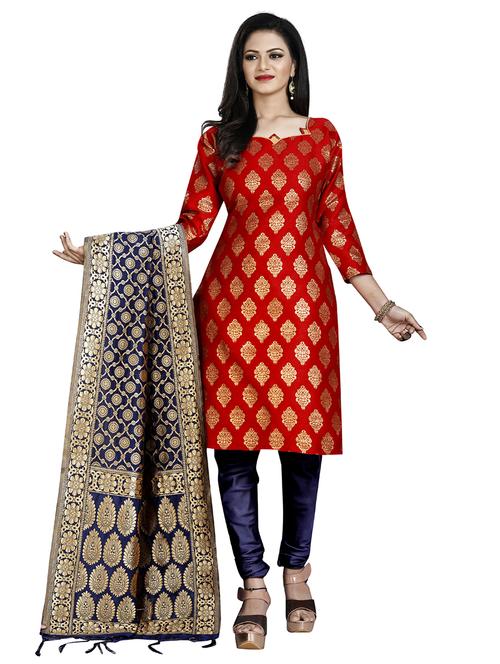 multi colored silk blend unstitched suit - 21148926 - Very Small Image - 1