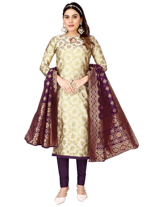 multi colored silk blend unstitched suit - 21149002 - Very Small Image - 1