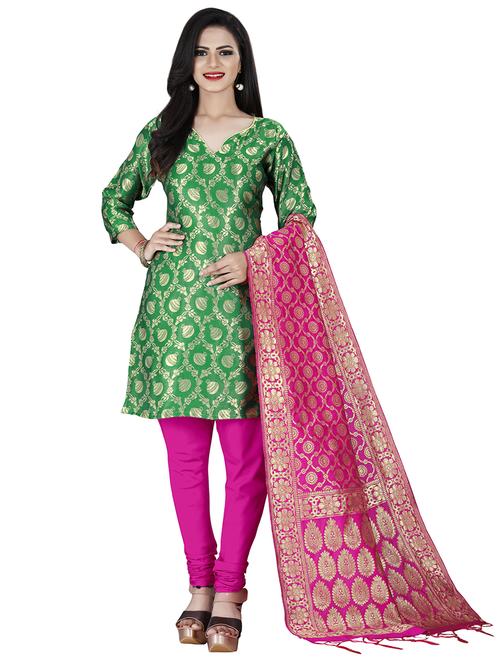 multi colored silk blend unstitched suit - 21149027 - Very Small Image - 1