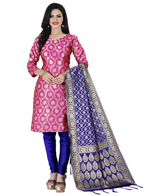 multi colored silk blend unstitched suit - 21149240 - Very Small Image - 1