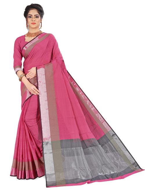 women solid with bordered saree with blouse - 21150334 - Very Small Image - 1