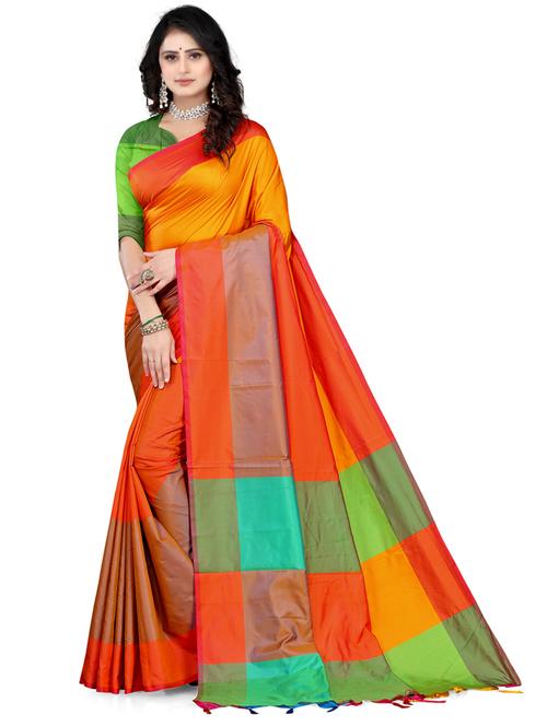 women color blocked southern silk saree - 21150350 - Very Small Image - 1
