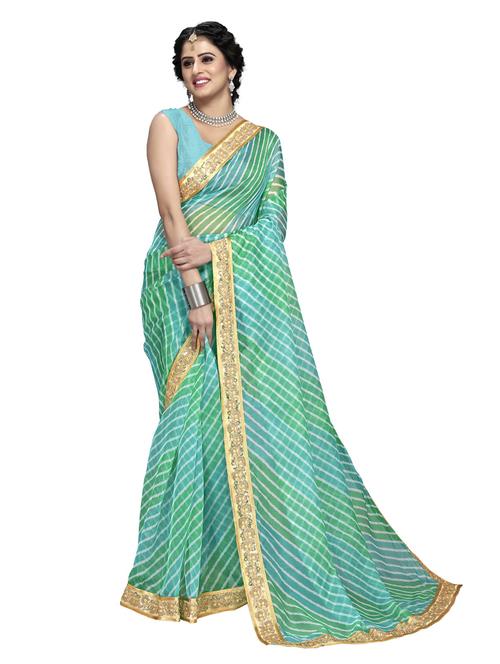 women lehariya bordered saree with blouse - 21150359 - Very Small Image - 1