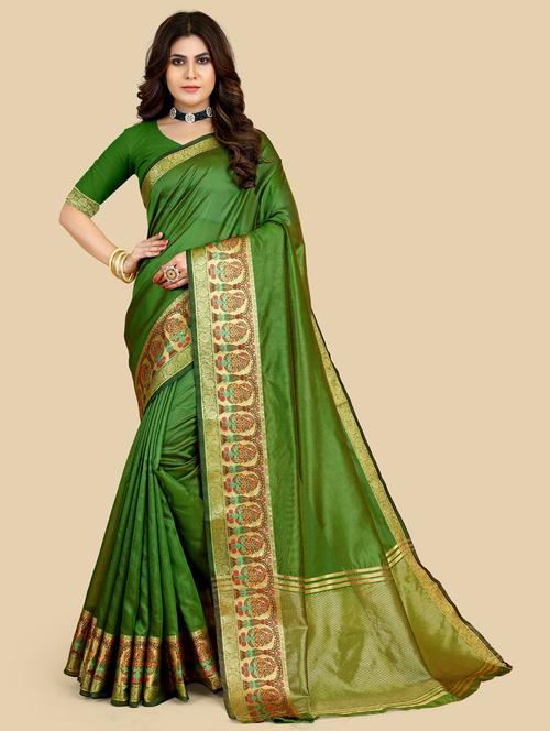 women solid with bordered saree - 21150367 - Very Small Image - 1