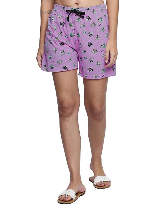 lavender printed cotton blend shorts - 21151063 - Very Small Image - 1