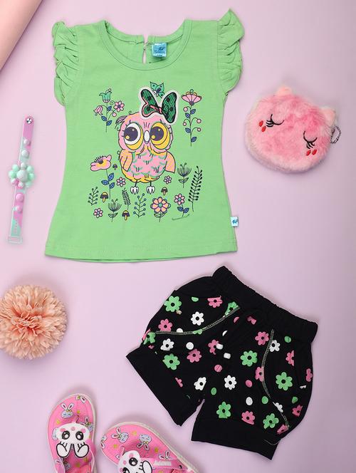 girls printed casual wear short set - 21151487 - Very Small Image - 1