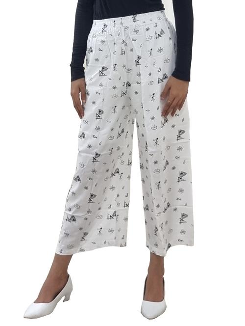 white cotton blend palazzos - 21151627 - Very Small Image - 1