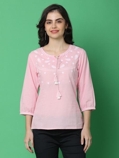 mauve cotton regular top - 21151761 - Very Small Image - 1
