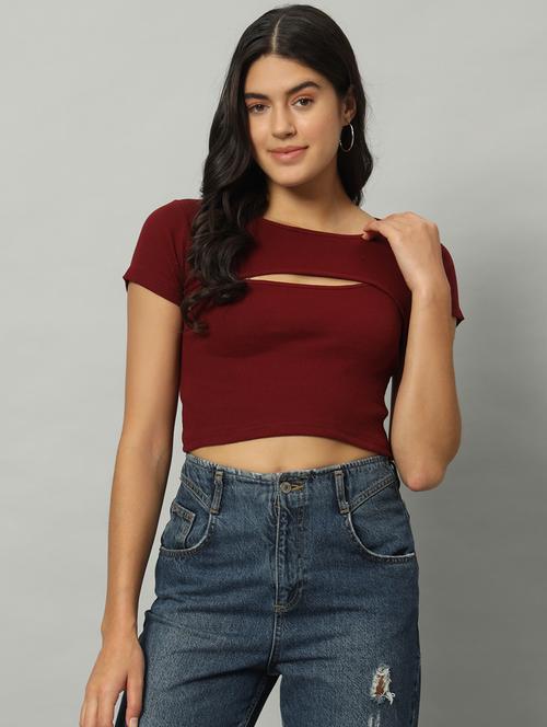 women solid crop top - 21152818 - Very Small Image - 1