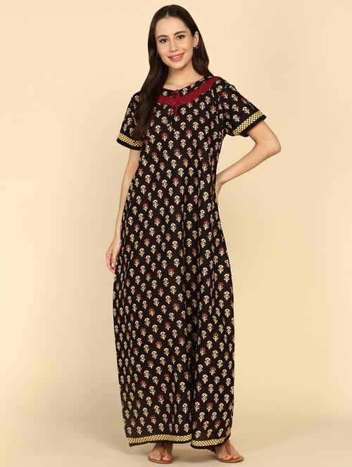 women printed cotton nighty - 21153707 - Very Small Image - 1